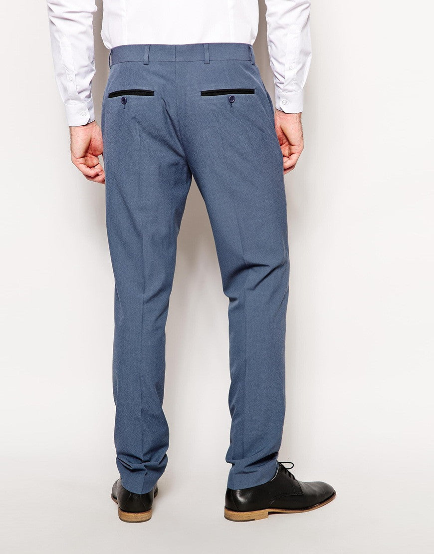 Blue Skinny Fit Suit Trousers Thumbnail