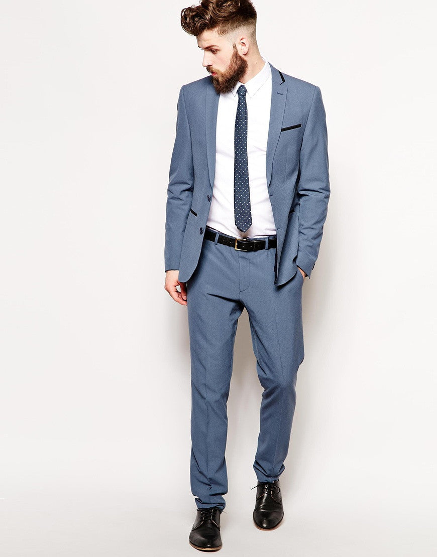 Blue Skinny Fit Suit Trousers Thumbnail