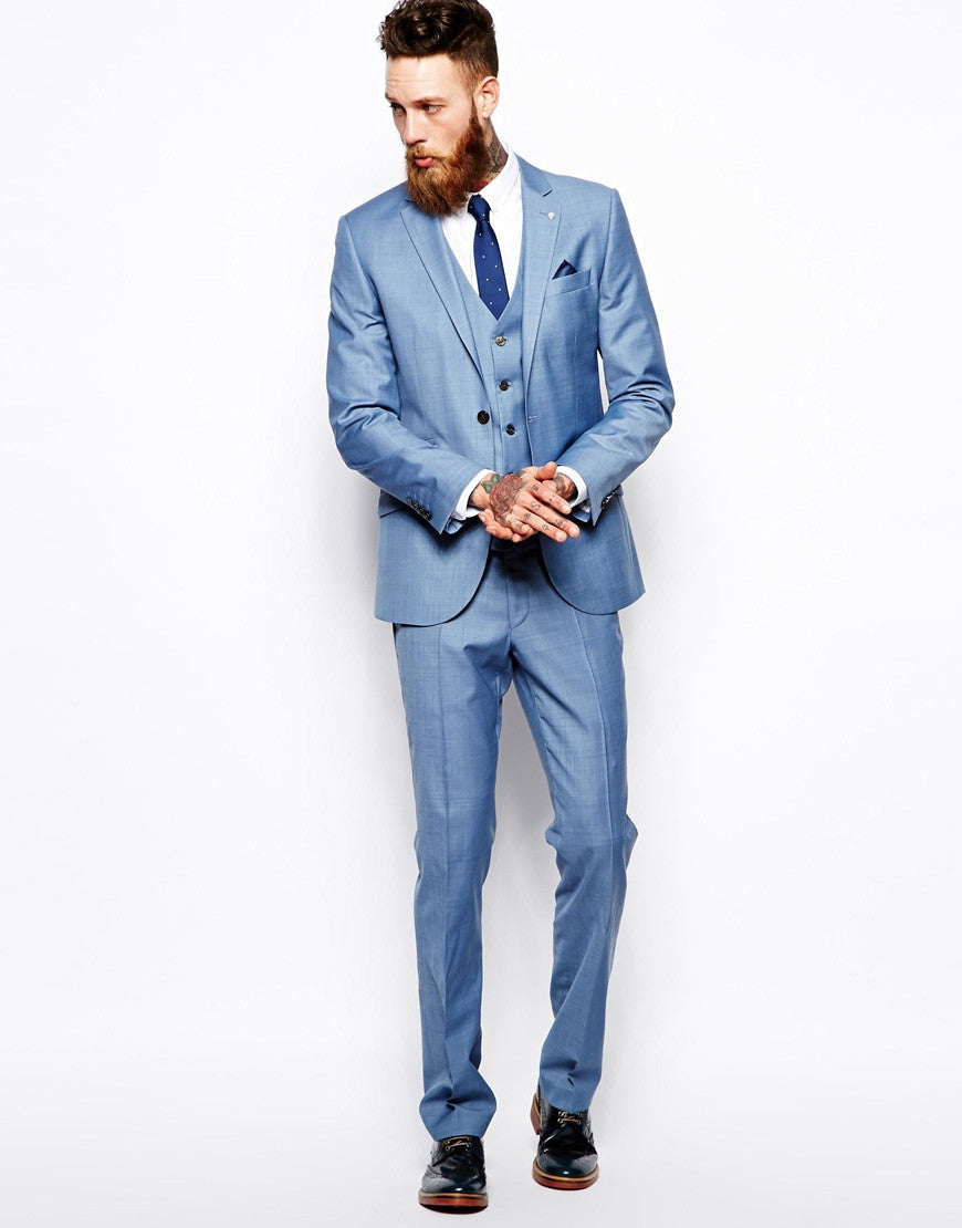 Blue Slim Suit Trousers Thumbnail