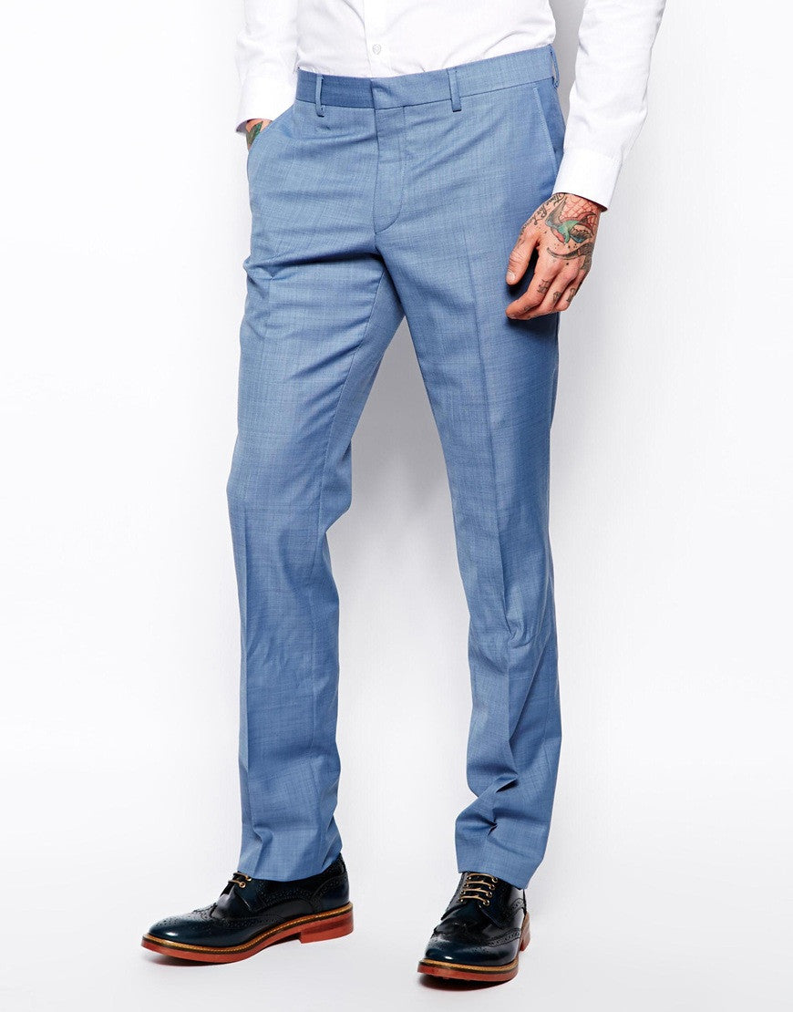 Blue Slim Suit Trousers